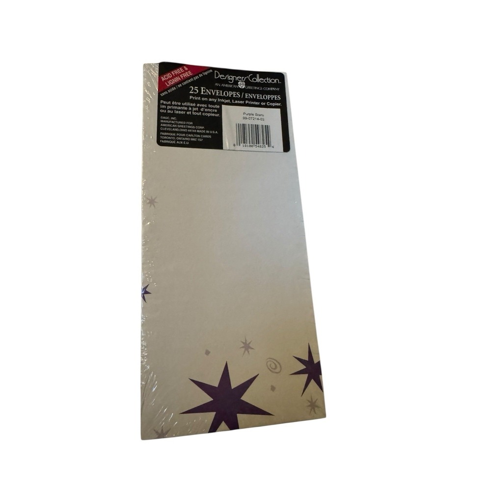 Vintage American Greetings Designer Collection Envelopes Purple Stars Sealed